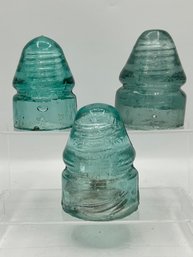 CD 132 / 133? 'Bullet' Glass Insulators - All With Different Markings (2, 3, And Brookfield)