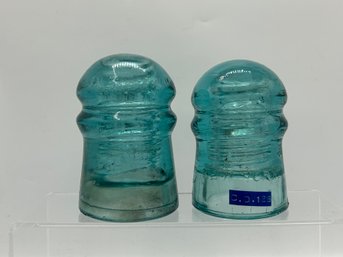 2 Brookfield 'Blobtop' Glass Insulators CD 126