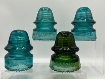 Group Of 4 Hemingray 19 Glass Insulators CD 163