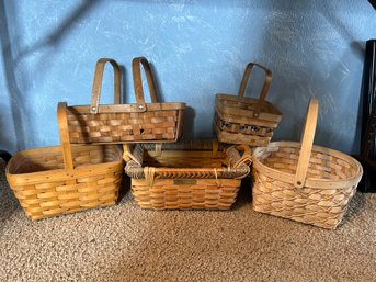 5 Woven Baskets With Handles - 1 Longaberger