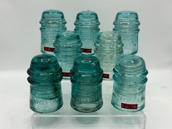 Group Of 8 AM Tel & Tel Co. Glass Insulators CD 121