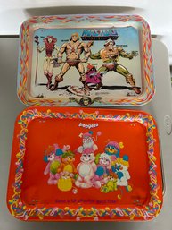 Vintage Breakfast Trays With Folding Legs - Popples And Masters Of The Universe