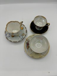 Vintage Footed Teacups With Saucers - Group Of 3