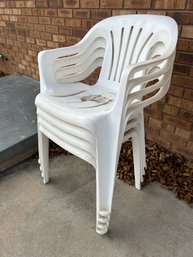 Set Of 4 White Stacking Outdoor Chairs