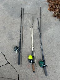 3 Fishing Poles With Reels