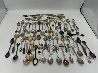 Vintage Spoon Collection With Display Racks