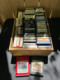 Crate Full Of 8 Track Tapes - Johhny Cash, Arlo Guthrie, Queen, Patsy Cline, And More