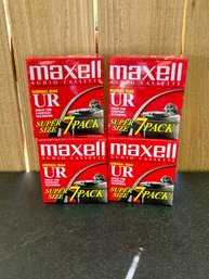 4 Factory Sealed Maxwell Audio Cassettes Normal Bias UR 7 Packs