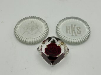 Paperweights - Rose And Monogrammed