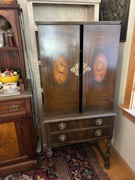 Antique Imperial Secretary Desk Cabinet With Rose Design