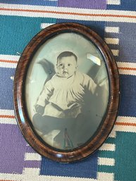 Antique Photo In Oval Frame With Convex Glass