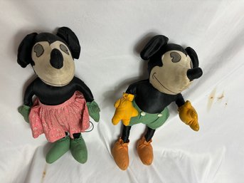 1930's Mickey And Minnie Mouse Plush Toys - Possibly From Charlotte Clark Pattern