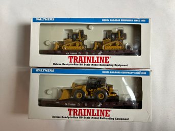 Walthers Trainline 50ft Flat Cars With Heavy Machinery