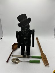 Vintage Mr Peanut  And Antique Spoon