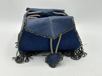 C 1920s Flapper Style Suede Purse With Micro Beading