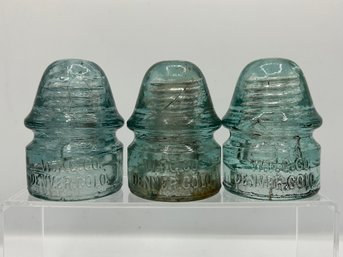 Trio Of W.F.G. Co. Denver, Colo. Glass Insulators