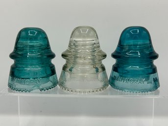 Trio Of Hemingray 14 Glass Insulators