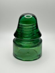 Star Green Glass Insulator With Some Amber Swirls