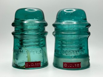 Am Tel & Tel Co Glass Insulators - One With Amber Swirl