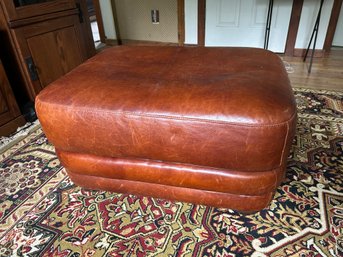 Reddish Brown Leather Ottoman