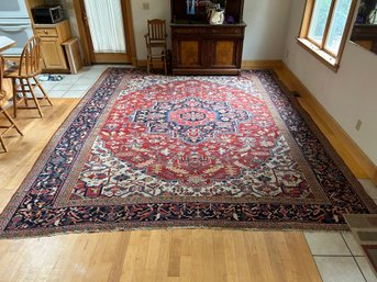 Very Large C. 1930s Hand Knotted Heriz Rug 172in X 131in