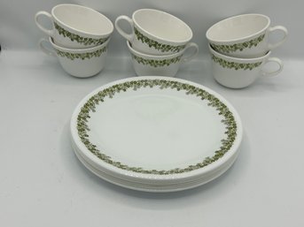Corelle Spring Blossom / Crazy Daisy Plates And Cups - Pyrex Compatibles