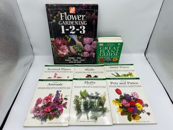 Group Of 8 Gardening Books - Flowers, Herbs, And Salad Plants