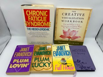 Books - Janet Evanovich, Chronic Fatique Syndrome, One Minute Prayers, Creative Visualization Workbook