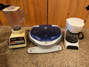 Small Kitchen Appliances - Osterizer Blender, George Foreman Grill, And Mr. Coffee Coffee Maker