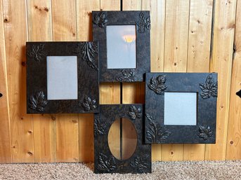 4 Frame Hanging Photo Collage - Metal With Leaf Designs