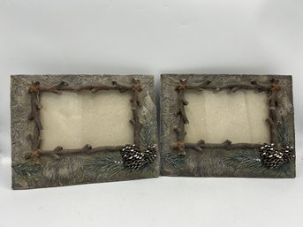 Pair Of 4x6 Picture Frames With Timber And Pinecone Theme