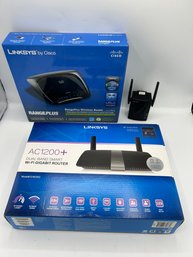 Linksys Range Plus, Dual Band Smart Wi-Fi Gigabit Router, And A Rock Space Wifi Repeater