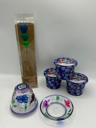 Head Massager, Little Snowmen Tins, Candle Shade And Dish