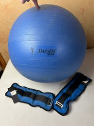 Danskin Exercise Ball And Elmer's Wrist/ankle Weights