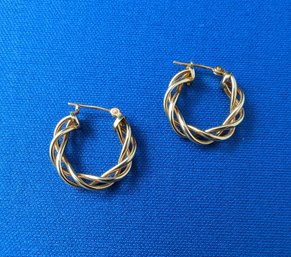 Gorgeous 14 Kt Yellow Gold Twisted Hoop Earrings