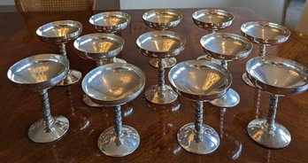 Vintage 1950 Stylish Spain Silver Plated Champagne Coupes
