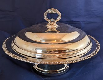Fancy Silverplated Covered Pastry Round Serving Tray