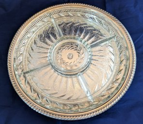 Elegant Vintage Wm Rogers Silver Plated Lazy Susan With Glass Insert Turntable.
