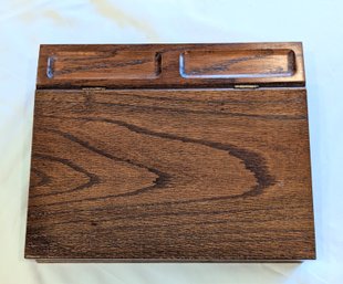 Dante Carpenter's Vintage Bench American Royal Oak, 2 Compartments, Hinged Top.