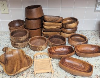 Wow!  A Huge Group Of Wooden Bowls