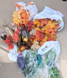 Bundle Of Faux Fall Stems, Leaves, And Dried Florals