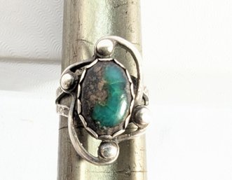 Old Native American Navajo 925 Sterling Silver Turquoise Ring