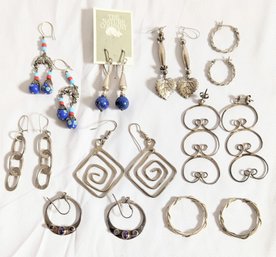 Large Group Of Sterling Silver Earrings.