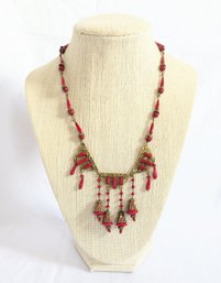 Gorgeous Red Czech Glass Vintage Necklace