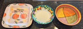 Three  Colorful Serving Platters