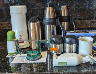 Selection Of Useful Kitchen Gadgets And Thermos.