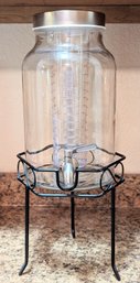 Glass Cold Beverage Dispenser With Metal Stand