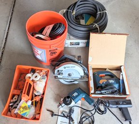 Black & Decker Power Tools With Miscellaneous Items