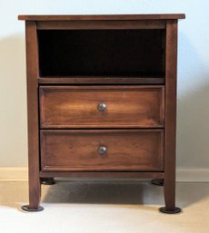 Nightstand Cherry Stain Wood  2-drawer Rustic Age Look.