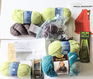 Yarn For Knitting With Knitting Tools.